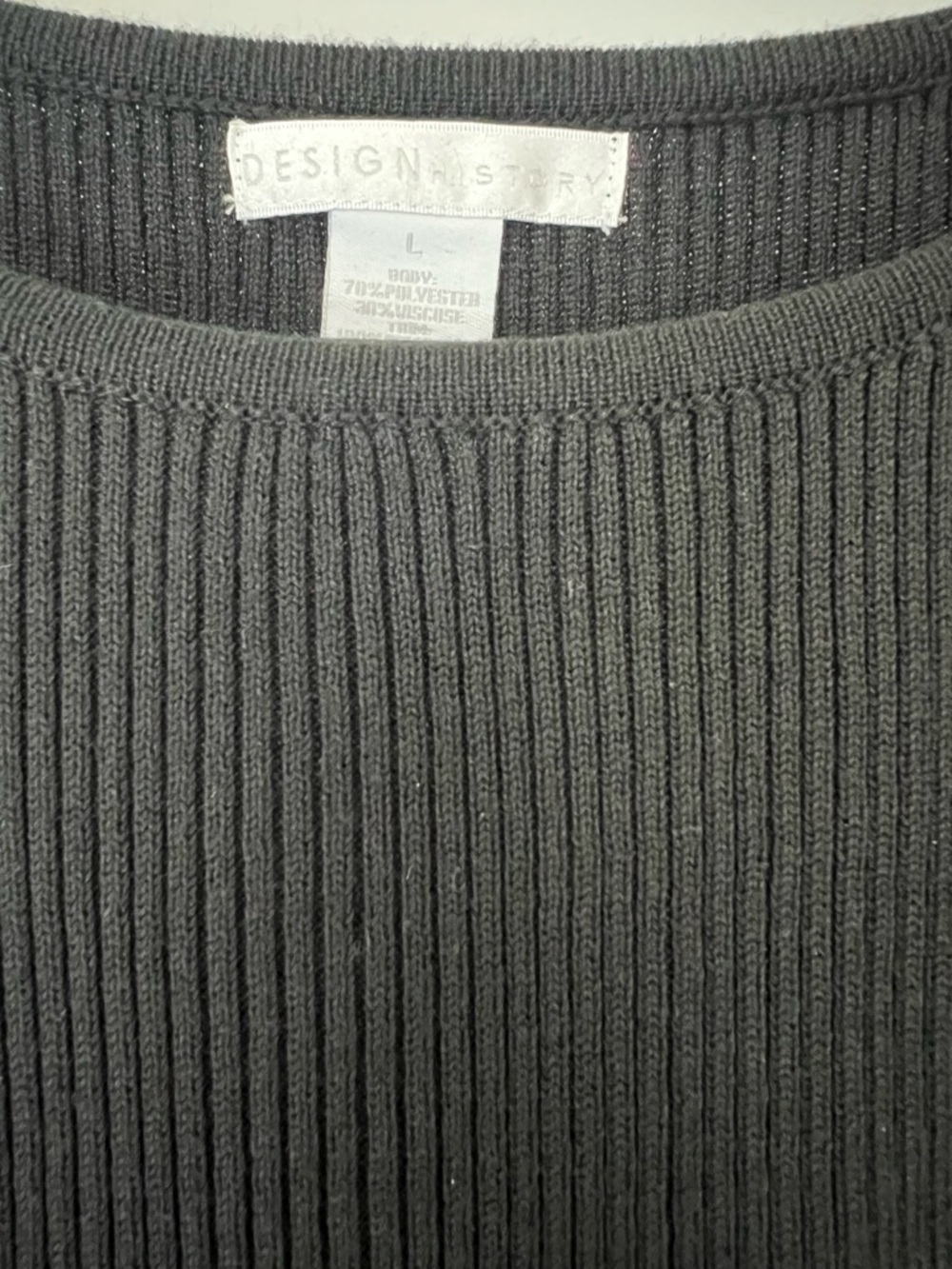 Design History Black Ribbed Knit Dress with Tiered Ruffle Sleeves - Picture 4 of 5